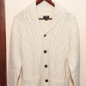 NEW NWT Todd Snyder Shawl Cable Cardigan in Ivory Mens Small Wool Blend